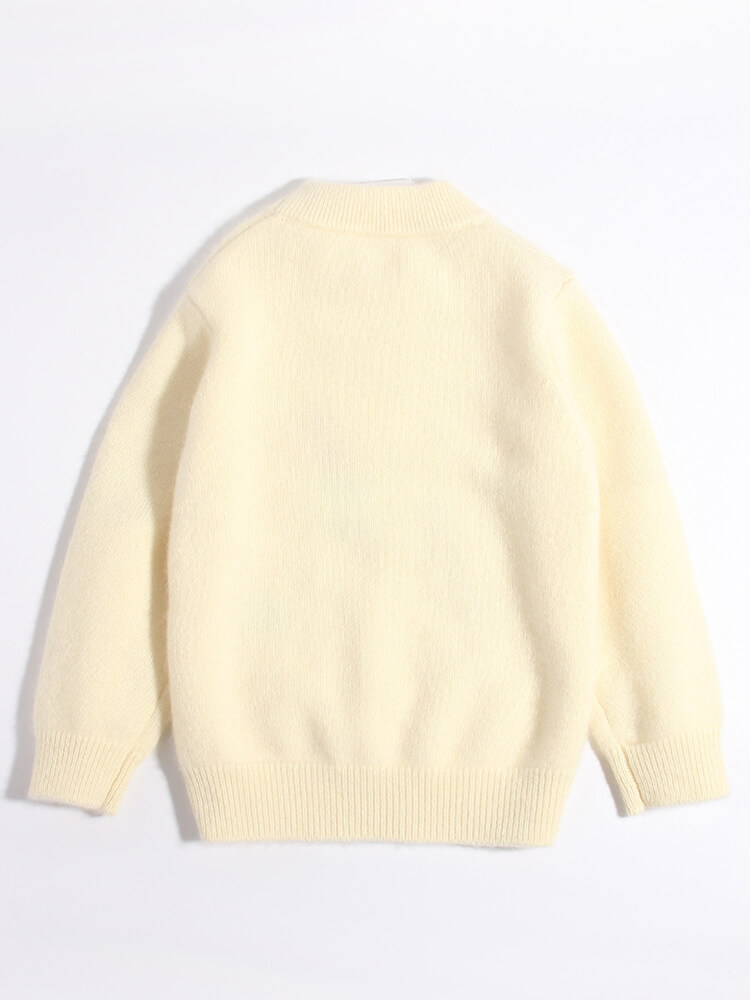 Kids Soft Yellow Unicorn Cashmere Crewneck Pullover Sweater